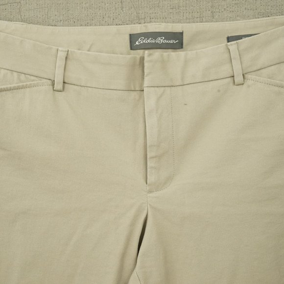 Eddie Bauer Slightly Curvy Fit Ladies 14 Petite Khaki Pants Slacks - Picture 2 of 7
